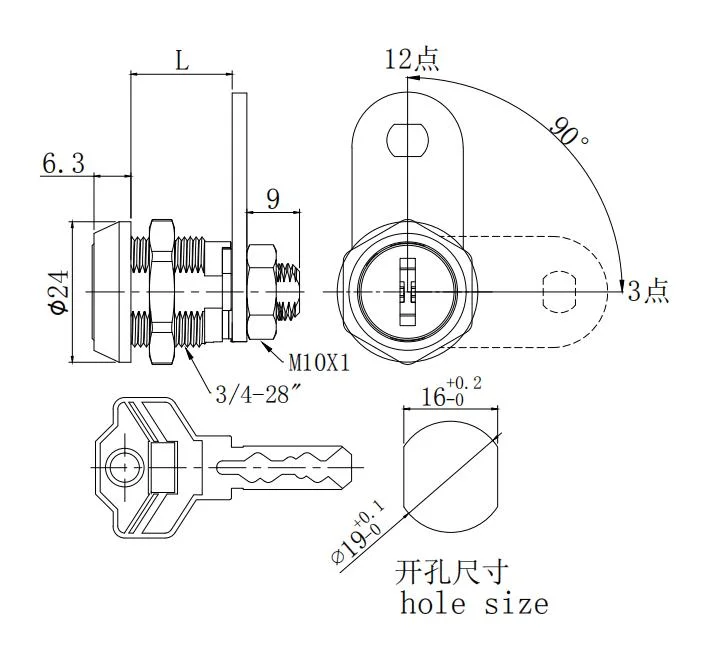 Safe Zinc Alloy Key Cylinder Door Cam Locks